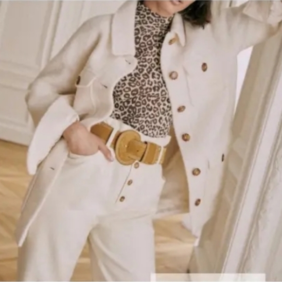 SÉZANE Paulin Ivory Ecru Brushed Wool Coat Blogger Fave Size 38 RARE - Picture 8 of 12